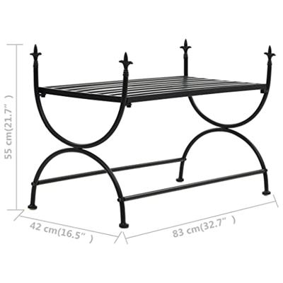 Bankje vintage stijl 83x42x55 cm metaal zwart - thumbnail