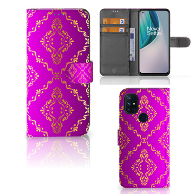 Wallet Case OnePlus Nord N10 Barok Roze | Portemonnee hoesje Wallet Case OnePlus Nord N10 Barok Roze | Portemonnee hoesje