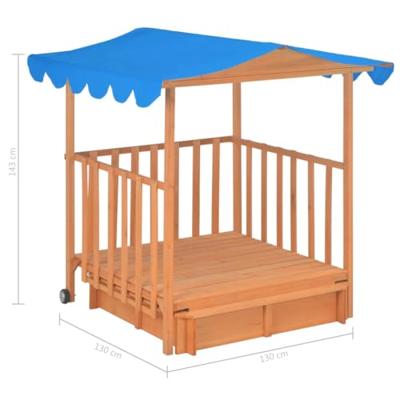 Kinderspeelhuis met zandbak UV50 vurenhout blauw - thumbnail