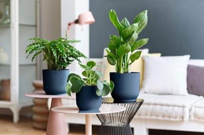 Vibes Round Flower Pot - Plastic - Ø22 - donkerblauw