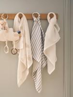 Set van 3 gazen katoenen luiers IN DE WOLKEN wit, bedrukt - thumbnail