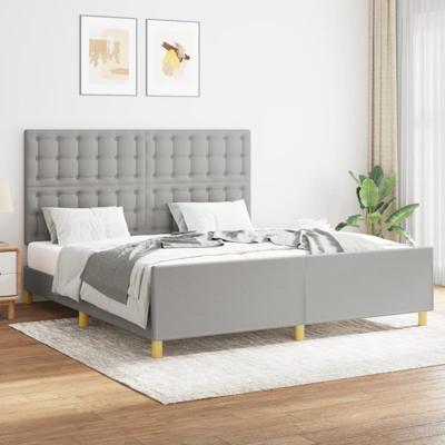 Bedframe zonder matras stof lichtgrijs 160x200 cm