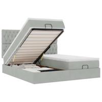 Ottoman bed met matrassen 180x200cm fluweel lichtgrijs - thumbnail