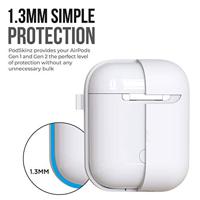 Keybudz Elevate beschermhoes met karabijnhaak voor Apple AirPods Case, etui hoes, hoofdtelefoon oortelefoon accessoires oplaadcase, wit - thumbnail