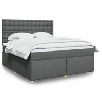 Boxspring met matras stof donkergrijs 180x200 cm - thumbnail