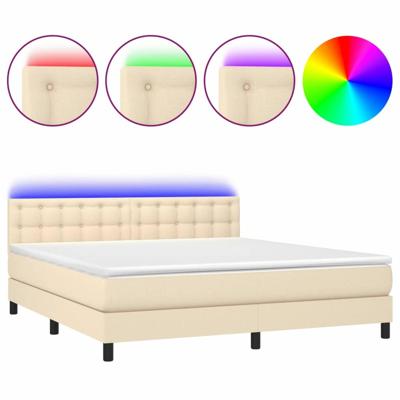 Boxspring met matras en LED stof crèmekleurig 180x200 cm