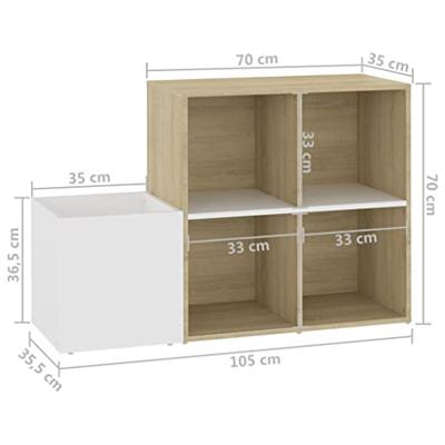 VidaXL Opbergkast 105x35,5x70 cm bewerkt hout wit en sonoma eikenkleur VidaXL Opbergkast 105x35,5x70 cm bewerkt hout wit en sonoma eikenkleur