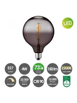 Home sweet home LED lamp Spiral globe G125 4W dimbaar - smoke