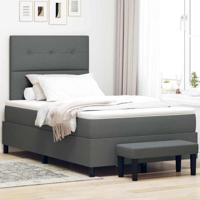 Boxspring bed met matras Donkergrijs 120 x 200 cm Stof - thumbnail