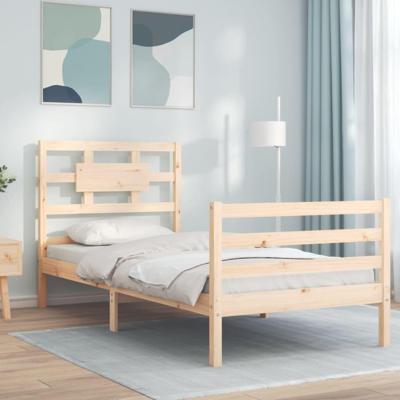 Bedframe met hoofdbord massief hout