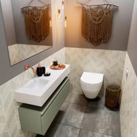 Mondiaz Andor toiletmeubel 100cm army met witte wastafel links zonder kraangat - thumbnail