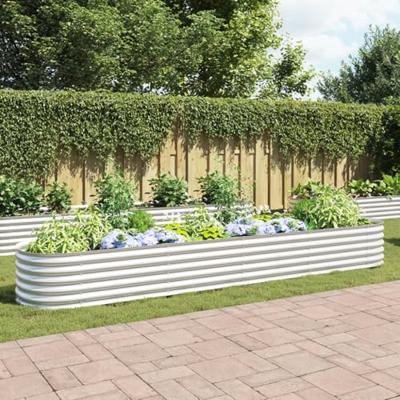 VidaXL Plantenbak verhoogd 400x80x44 cm gegalvaniseerd staal zilver