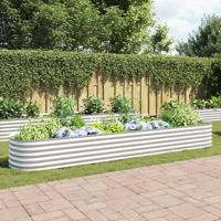 VidaXL Plantenbak verhoogd 400x80x44 cm gegalvaniseerd staal zilver - thumbnail
