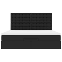 Ottoman bed met matras 180x200cm kunstleer zwart - thumbnail
