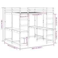 Hoogslaper met bureau en ladder grenenhout wit 140x200 cm - thumbnail