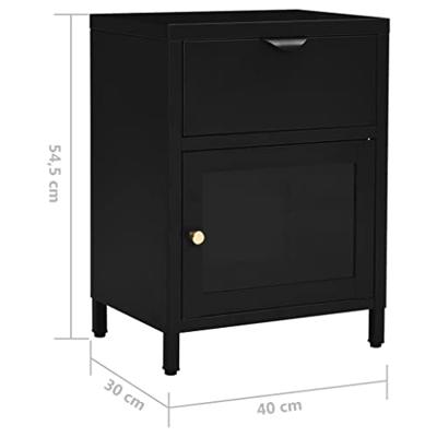 Nachtkastjes 2 st 40x30x54,5 cm staal en glas zwart