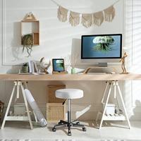 Monzana Bureaustoel - draaistoel - kruk - met - gestoffeerde - zitting - in - zwart - thumbnail