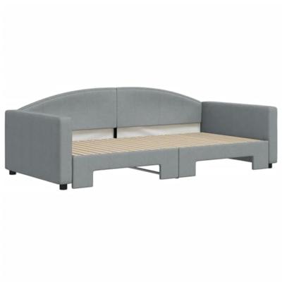 Slaapbank met onderschuifbed 100x200 cm stof lichtgrijs