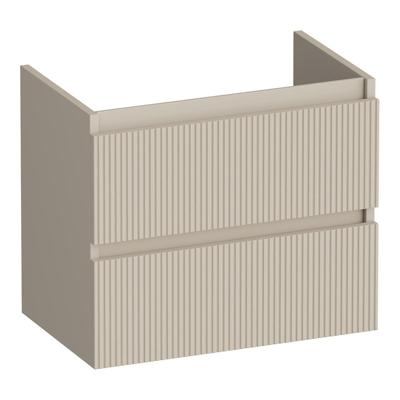 Brauer Joy Wavy - Onderkast Ondiep - 60 cm - met 2 Softclose Lades Greeploos en 1 Sifon Uitsparing - Mat Beige