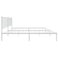 Bedframe met hoofdbord metaal wit 193x203 cm - thumbnail