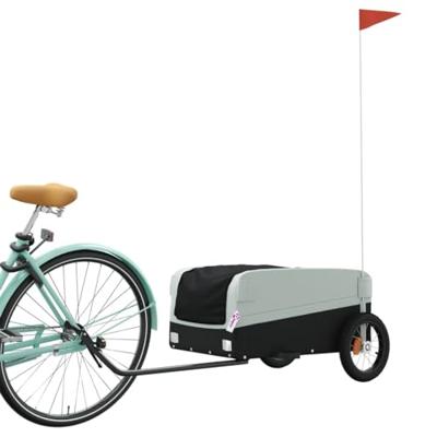 VidaXL Fietstrailer 30 kg ijzer zwart en grijs - thumbnail