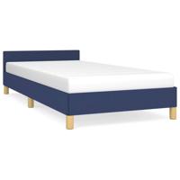 Bedframe met hoofdbord stof blauw 80x200 cm - thumbnail