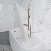 Fortifura Nebbio Badcombinatie-set - thermostaatkraan - glijstang met geïntegreerde wandaansluitbocht - metalen doucheslang - staaf handdouche - badvulcombinatie - geborsteld messing PVD (goud) SW1183067 SW1111531 SW706206 SW720570 SW1108811 SW - thumbnail