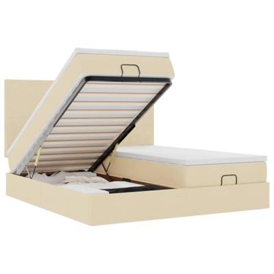 Ottoman bed met matrassen en LED's 180x200cm stof crèmekleurig