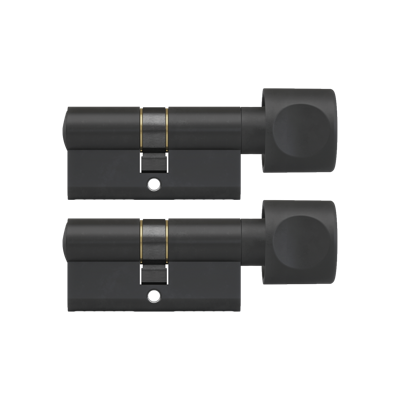 DOM Zwarte knopcilinder Plura 30/30mm - SKG 2 sterren - 2 gelijksluitende knopcilinders