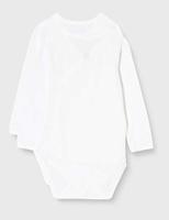 Set van 2 babyrompertjes met lange mouwen in biologisch katoen PETIT BATEAU wit - thumbnail