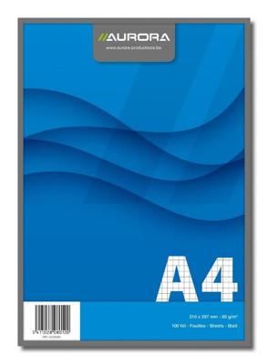 Schrijfblok Aurora A4 ruit 5x5mm 100 vel 60gr blauw