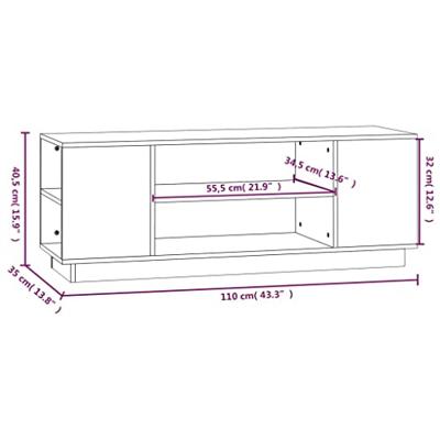 Tv-meubel 110x35x40,5 cm massief grenenhout grijs
