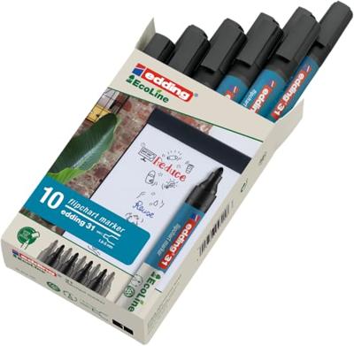 Viltstift edding 31 EcoLine voor flipover rond 1.5-3mm zwart | 10 stuks