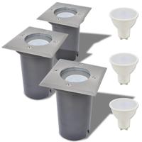VidaXL Led-grondspots buiten 3 stuks vierkant - thumbnail