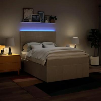 Boxspring met matras stof crèmekleurig 140x200 cm