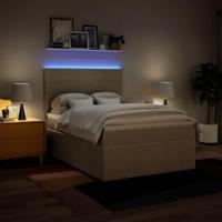 Boxspring met matras stof crèmekleurig 140x200 cm - thumbnail