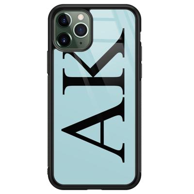 iPhone 11 Pro glazen hoesje ontwerpen - Blauw initialen