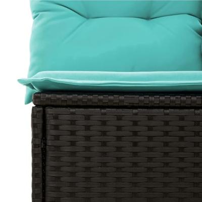 10-delige Loungeset met kussens poly rattan zwart - thumbnail