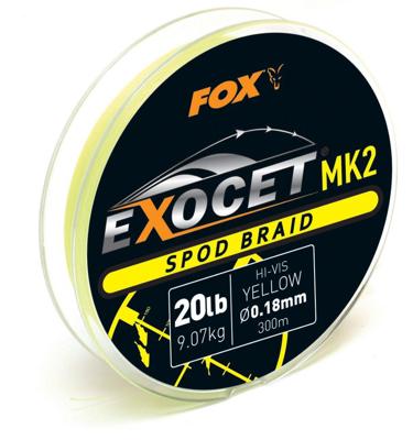 Fox Exocet Mk2 Spod Braid Yellow 0.18mm 20Lb 300m