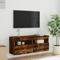 Tv-wandmeubel met LED-verlichting 100x30x40 cm gerookt eiken - thumbnail