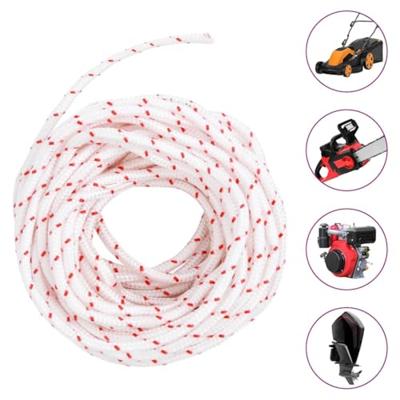 Trekkoord startkoord wit en rood 5 mm 10 m nylon Trekkoord startkoord wit en rood 5 mm 10 m nylon