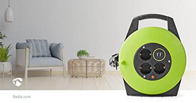 Nedis Stroomhaspel | Randaarde stekker | 10 m | 3000 W | 16 A | 1 stuks - PECCR10UFGN PECCR10UFGN
