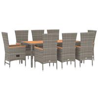 9-delige Tuinset met kussens poly rattan grijs - thumbnail