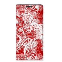 Mobiel BookCase Motorola Edge 20 Pro Angel Skull Rood - thumbnail