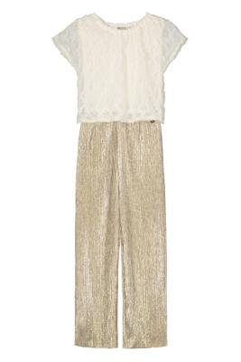 Like Flo Zomer jumpsuit meisjes Off wit - kant en plisse - Babs