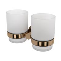 Haceka Kosmos Dubbele Bekerhouder - glas - geborsteld koper 2012690 - thumbnail