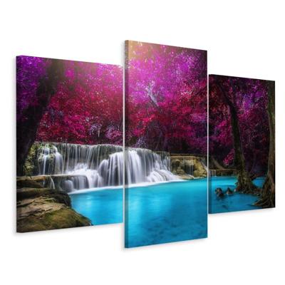 Schilderij - Kanchanaburi waterval Thailand, 3 luik, premium print