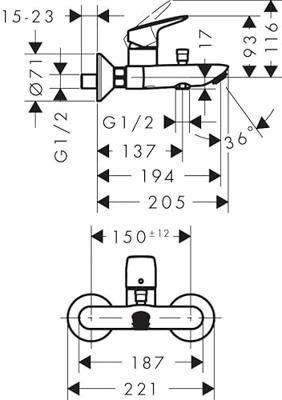 Hansgrohe Logis ééngreeps badmengkraan opbouw, mat zwart Hansgrohe Logis ééngreeps badmengkraan opbouw, mat zwart
