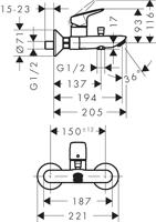 Hansgrohe Logis ééngreeps badmengkraan opbouw, mat zwart - thumbnail
