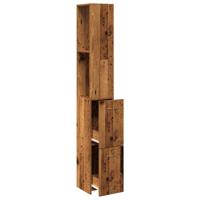 Badkamerkast 25x25x170 cm bewerkt hout oud houtkleurig - thumbnail